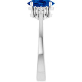 10K Gold Oval Lab-Grown Blue Sapphire & Lab-Grown Diamond Accented Ring – 6x4mm - White Gold - view 4