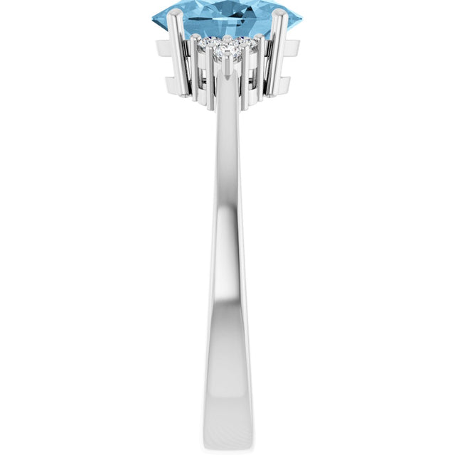 10K Gold Oval Natural Sky Blue Topaz & Lab-Grown Diamond Accented Ring – 6x4mm - White Gold - view 4