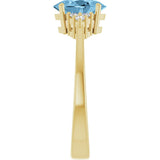 10K Gold Oval Natural Sky Blue Topaz & Lab-Grown Diamond Accented Ring – 6x4mm - Yellow Gold - view 4