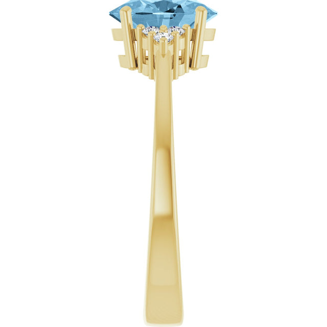 10K Gold Oval Natural Sky Blue Topaz & Lab-Grown Diamond Accented Ring – 6x4mm - Yellow Gold - view 4