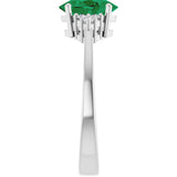 10K Gold Oval Lab-Grown Emerald & Lab-Grown Diamond Accented Ring – 6x4mm - White Gold - view 4