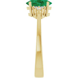10K Gold Oval Lab-Grown Emerald & Lab-Grown Diamond Accented Ring – 6x4mm - Yellow Gold - view 4