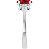 10K Gold Oval Lab-Grown Ruby & Lab-Grown Diamond Accented Ring – 6x4mm - White Gold - view 4