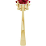 10K Gold Oval Lab-Grown Ruby & Lab-Grown Diamond Accented Ring – 6x4mm - Yellow Gold - view 4