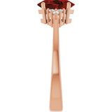 14K Gold Oval Natural Mozambique Garnet & Lab-Grown Diamond Accented Ring – 6x4mm - Rose Gold - view 4