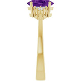10K Gold Oval Natural Amethyst & Lab-Grown Diamond Accented Ring – 6x4mm - Yellow Gold - view 4