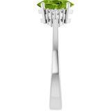 10K Gold Oval Natural Peridot & Lab-Grown Diamond Accented Ring – 6x4mm - White Gold - view 4