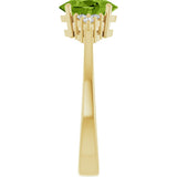 10K Gold Oval Natural Peridot & Lab-Grown Diamond Accented Ring – 6x4mm - Yellow Gold - view 4