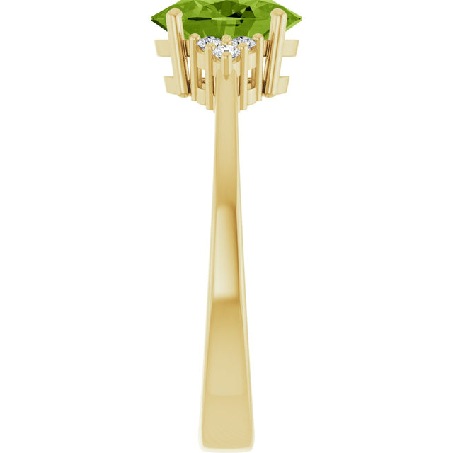 10K Gold Oval Natural Peridot & Lab-Grown Diamond Accented Ring – 6x4mm - Yellow Gold - view 4