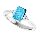 10K Gold Oval Lab-Grown Diamond Accented Ring - White Gold - view 5