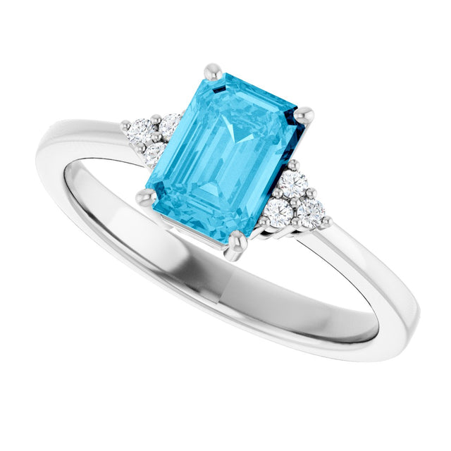 10K Gold Oval Lab-Grown Diamond Accented Ring - White Gold - view 5