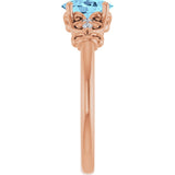14K Gold Oval Natural Aquamarine & Natural Diamond Accented Sculptural Ring - Rose Gold - view 4