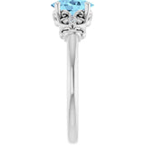 14K Gold Oval Natural Aquamarine & Natural Diamond Accented Sculptural Ring - White Gold - view 4