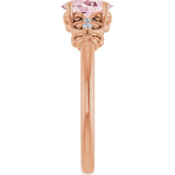 14K Gold Oval Natural Pink Morganite & Natural Diamond Accented Sculptural Ring - Rose Gold - view 4