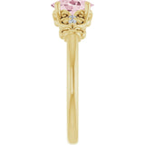 14K Gold Oval Natural Pink Morganite & Natural Diamond Accented Sculptural Ring - Yellow Gold - view 4