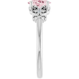 14K Gold Oval Natural Pink Morganite & Natural Diamond Accented Sculptural Ring - White Gold - view 4