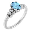 Platinum Oval Natural Aquamarine & Natural Diamond Accented Sculptural Ring