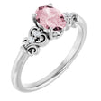 Platinum Oval Natural Pink Morganite & Natural Diamond Accented Sculptural Ring