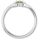 14K Gold Round Natural Peridot Youth Flower Ring - White Gold - view 7