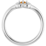 14K Gold Round Natural Citrine Youth Flower Ring - White Gold - view 7