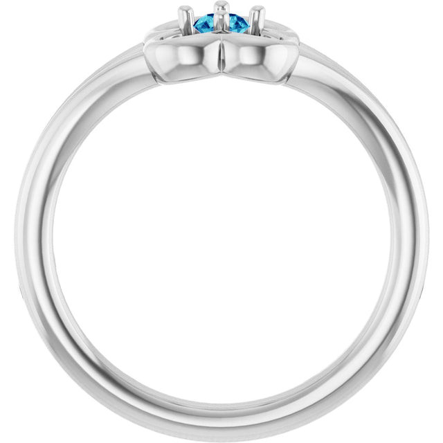 14K Gold Round Natural Blue Zircon Youth Flower Ring - White Gold - view 7