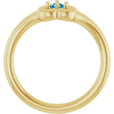 14K Gold Round Natural Blue Zircon Youth Flower Ring - Yellow Gold - view 7