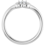 14K Gold Round Natural Diamond Youth Flower Ring - White Gold - view 7