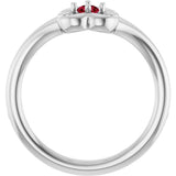 14K Gold Round Natural Ruby Youth Flower Ring - White Gold - view 7