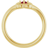 14K Gold Round Natural Ruby Youth Flower Ring - Yellow Gold - view 7
