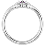 14K Gold Round Natural Alexandrite Youth Flower Ring - White Gold - view 7
