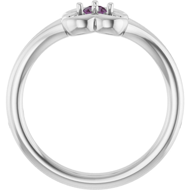 14K Gold Round Natural Alexandrite Youth Flower Ring - White Gold - view 7