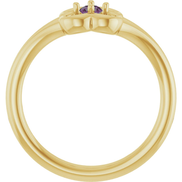 14K Gold Round Natural Alexandrite Youth Flower Ring - Yellow Gold - view 7