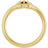 14K Gold Round Natural Mozambique Garnet Youth Flower Ring - Yellow Gold - view 7