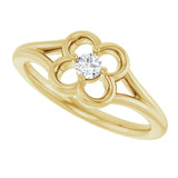 14K Gold Round Natural Diamond Youth Flower Ring - Yellow Gold - view 10