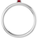 14K Gold Round Lab-Grown Ruby Asymmetric Stackable Ring - White Gold - view 12