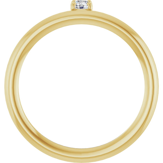 14K Gold Round Natural White Sapphire Asymmetric Stackable Ring - Yellow Gold - view 12