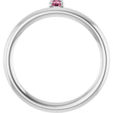 14K Gold Round Natural Pink Tourmaline Asymmetric Stackable Ring - White Gold - view 12