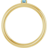 14K Gold Round Natural Aquamarine Asymmetric Stackable Ring - Yellow Gold - view 12