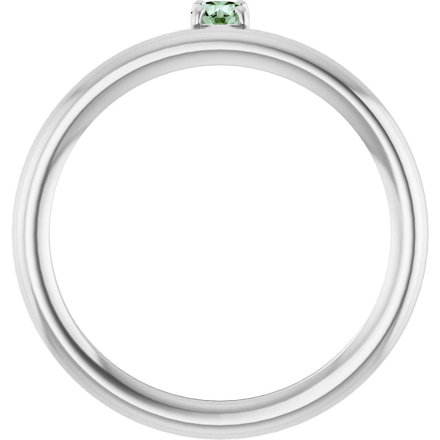 14K Gold Round Lab-Grown Alexandrite Asymmetric Stackable Ring - White Gold - view 14