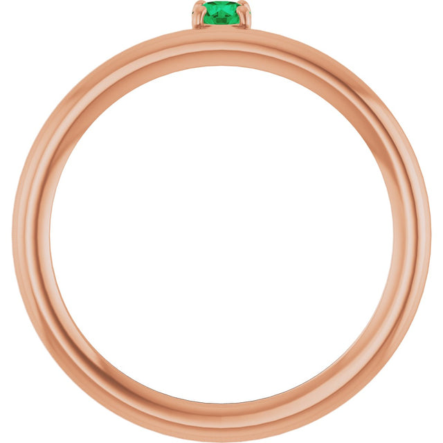 14K Gold Round Lab-Grown Emerald Asymmetric Stackable Ring - Rose Gold - view 14