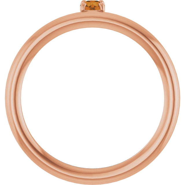 14K Gold Round Natural Citrine Asymmetric Stackable Ring - Rose Gold - view 14