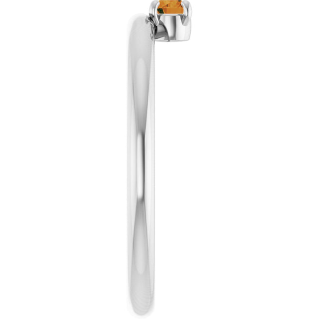 14K Gold Round Natural Citrine Asymmetric Stackable Ring - White Gold - view 14