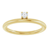 14K Gold Round Natural White Sapphire Asymmetric Stackable Ring - Yellow Gold - view 13