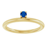 14K Gold Round Lab-Grown Blue Sapphire Asymmetric Stackable Ring - Yellow Gold - view 13