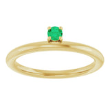 14K Gold Round Lab-Grown Emerald Asymmetric Stackable Ring - Yellow Gold - view 13