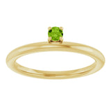 14K Gold Round Natural Peridot Asymmetric Stackable Ring - Yellow Gold - view 13