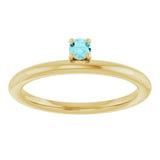 14K Gold Round Natural Blue Zircon Asymmetric Stackable Ring - Yellow Gold - view 13