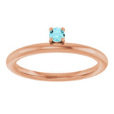 14K Gold Round Natural Blue Zircon Asymmetric Stackable Ring - Rose Gold - view 15