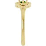 14K Gold Round Natural Peridot Youth Flower Ring - Yellow Gold - view 9