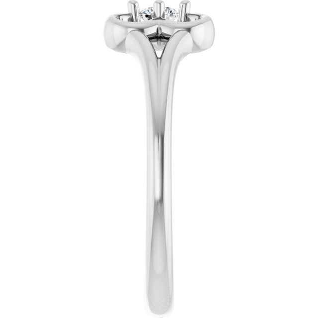 14K Gold Round Natural Diamond Youth Flower Ring - White Gold - view 9